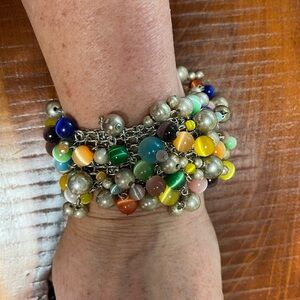 Colorful Beaded Bracelet with Silver Accents